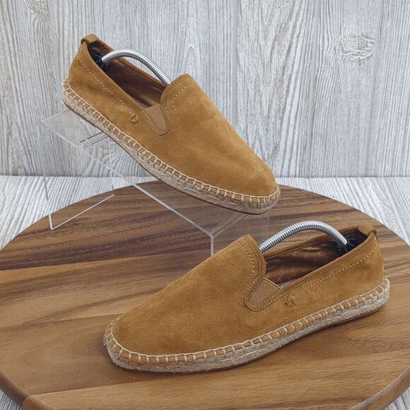 Aldo Womens Size 7 EU Size 39 Leather Caramel Brown Suede Espadrilles Flats Slip - Picture 1 of 11
